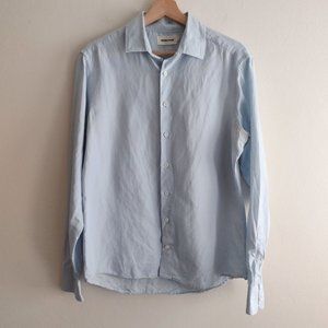 Taylor Stitch Blue Linen Blend Dress Shirt 40 Medium